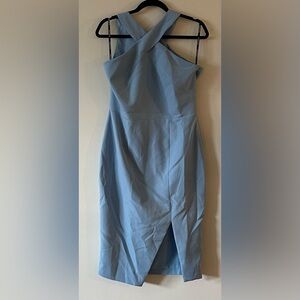 Lavish Alice Obi Belted Halterneck Midi Dress in Corn Flower Blue NWT size 10 US